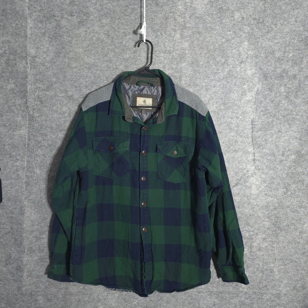 Legendary Whitetails Plaid Shirt Jacket Mens Large Green Quilted Lining Shacket